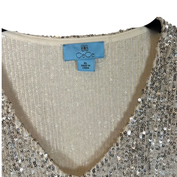 CeCe Formal Wear Beautiful Sequin Top Size XL - Picture 4 of 6